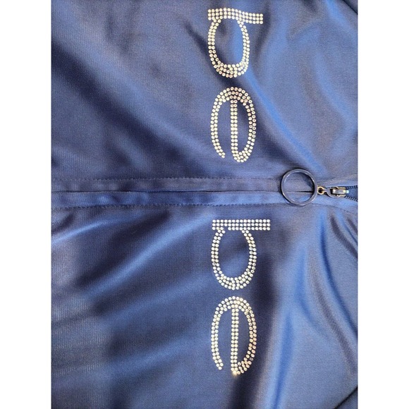 WOMEN'S BEBE SPORTS ATHLETIC JACKET- BLUE WITH PINK & WHITE ARM STRIPES -CUTE! - Picture 4 of 9